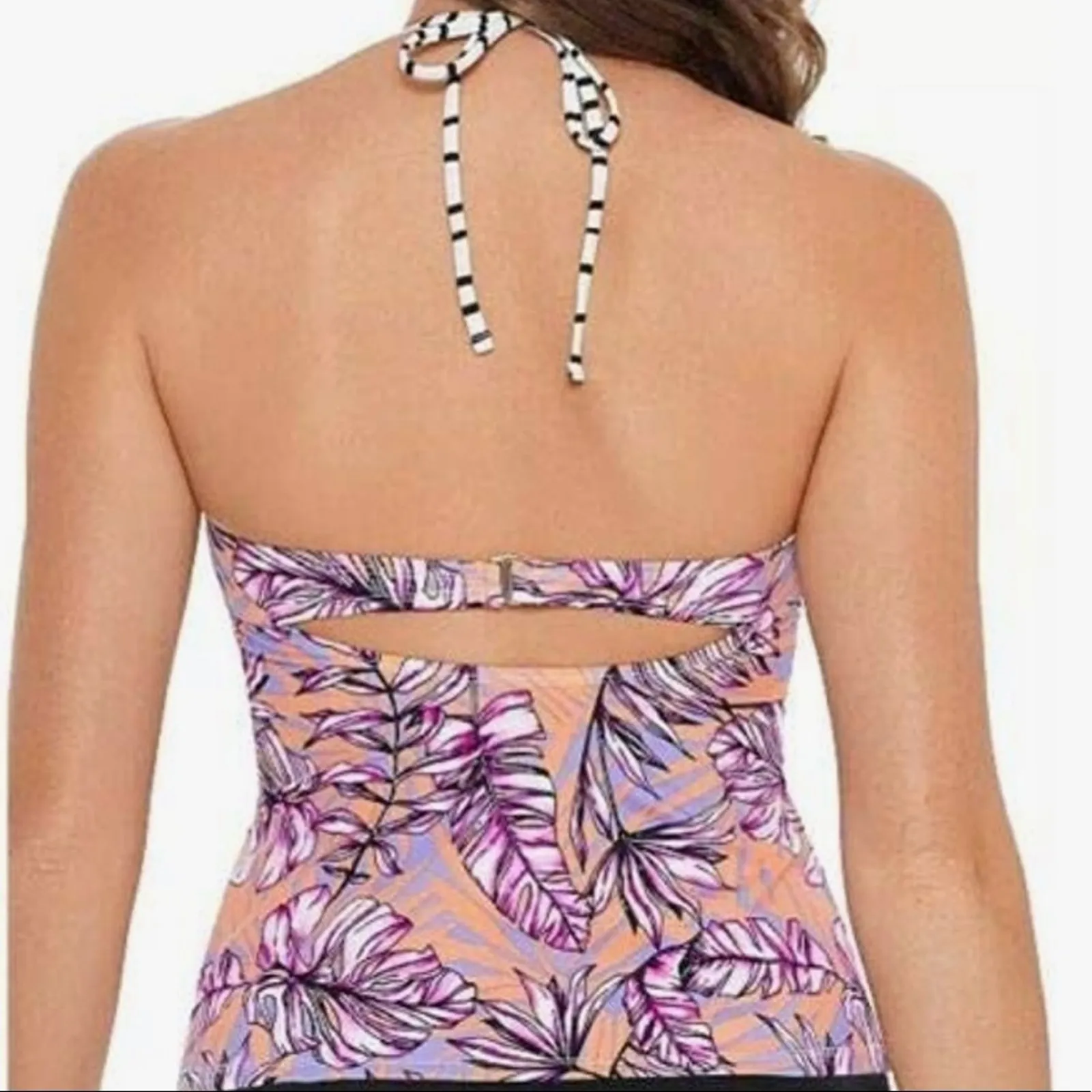 Salt+Cove High Neck Halter tankini Swim Top Med Pink Size undefined - Image 2