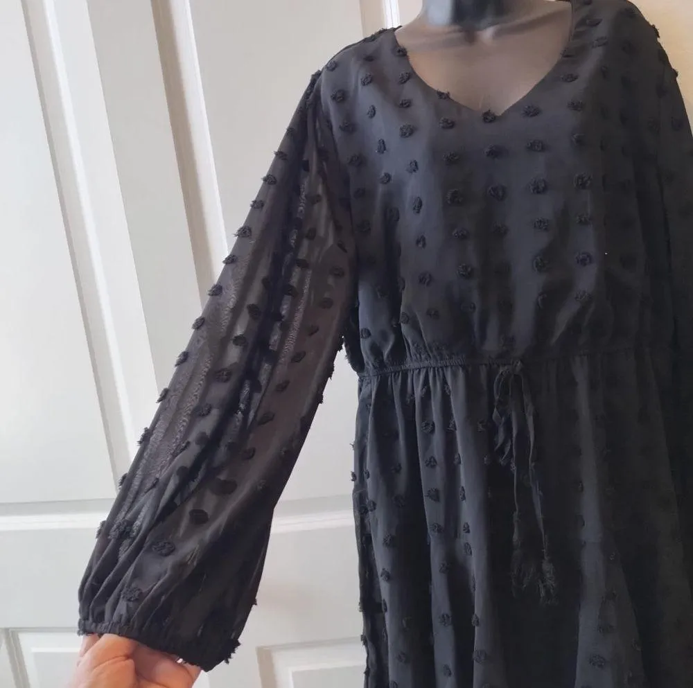 KIRUNDO Women’s Dress Long Sleeves V Neck Flowy Mini Dress Swiss Dot XL. - Image 3