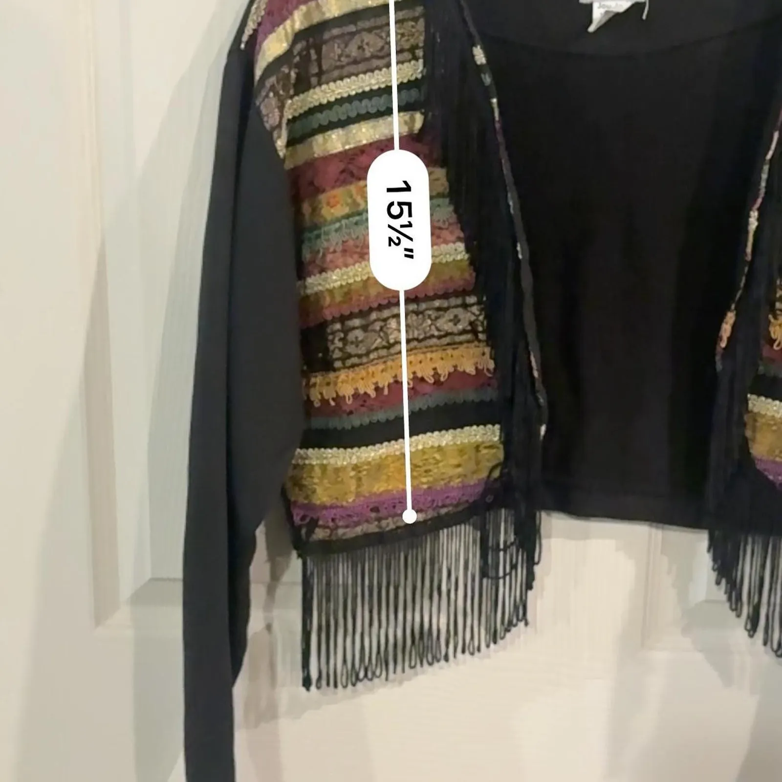 Jou Jou Black fringe jacket with multi coloured Size M - Image 5