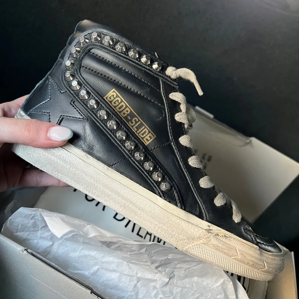 Slide Mid-Top Leather Stud Sneaker Size 35 - Image 2