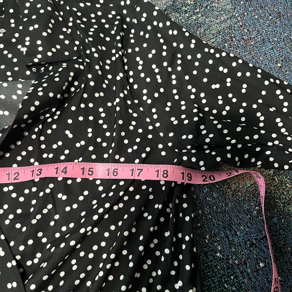 Banana Republic Black White Polka Dot Cowl Neck Surplice Blouse SP Work Casual - Image 12
