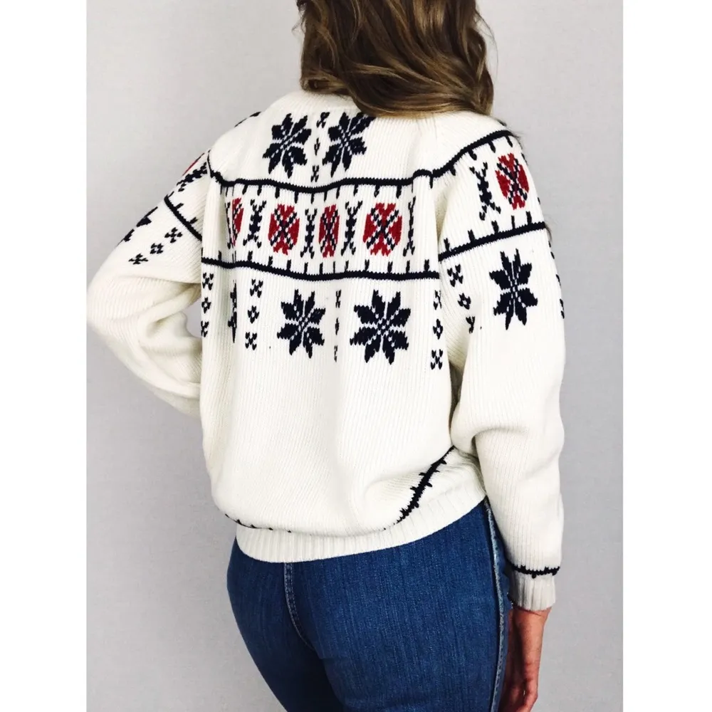 Vintage Fair Isle Crewneck Sweater | Size M White Size M - Image 2