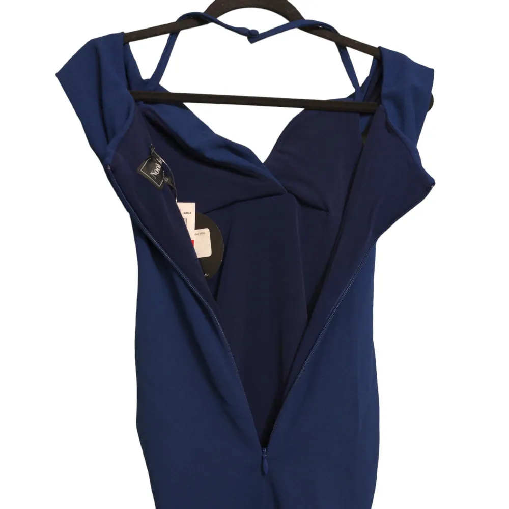 Nookie Athena Halter Midi Dress Navy Blue Bodycon Halter Off The Shoulder XS New - Image 8