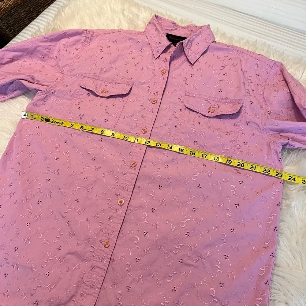 Vintage Denim & Co Floral Eyelet Embroidered Button Down Blouse Top Large Oversz - Image 7