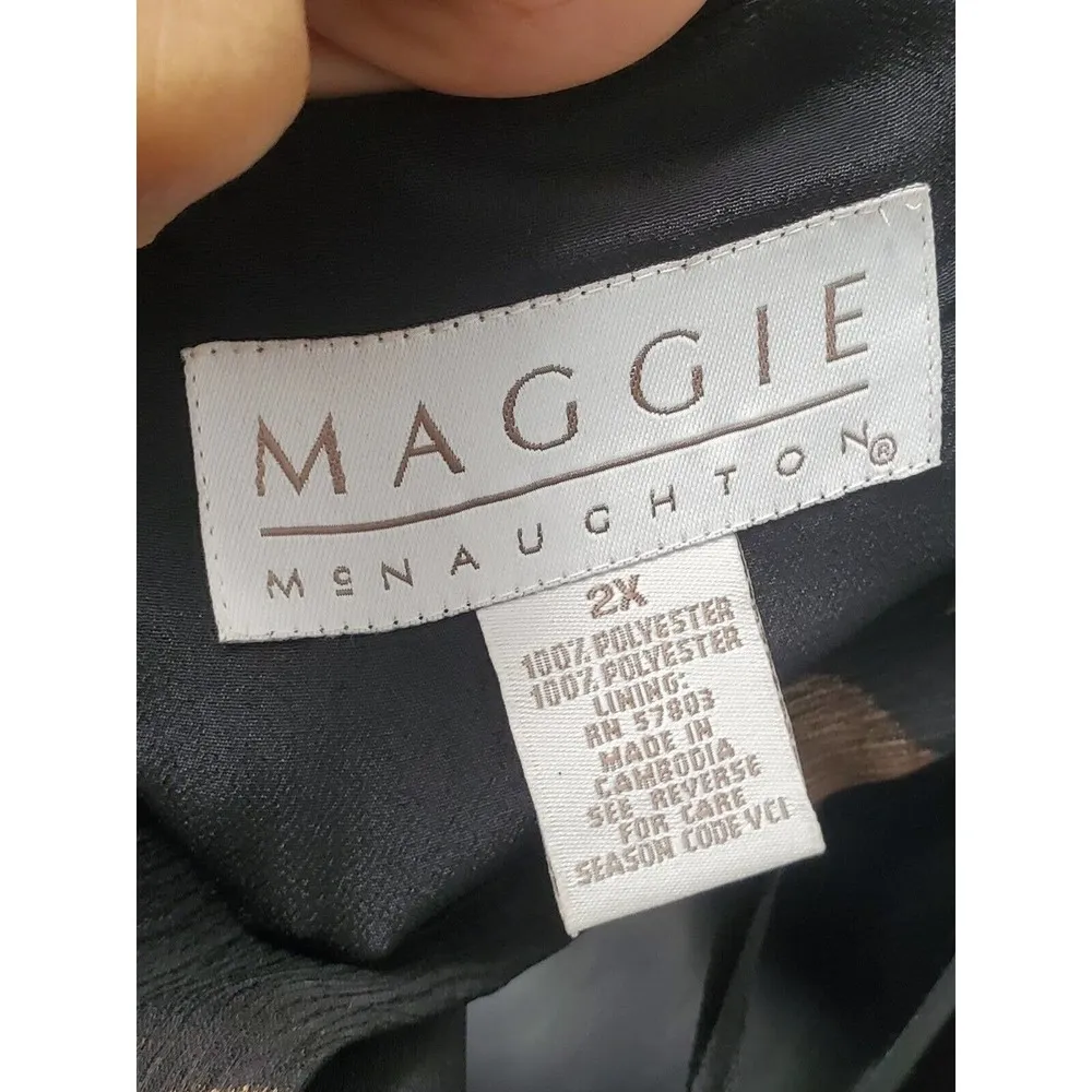 Maggie McNaughton Women Black Polyester Round Neck Sleeveless Long Maxi Dress 2X - Image 10