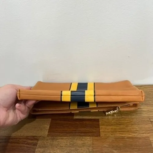 J Mclaughlin‎ Sienna Clutch Leather NWOT Natural Brown Hand Bag Folded Event - Image 3