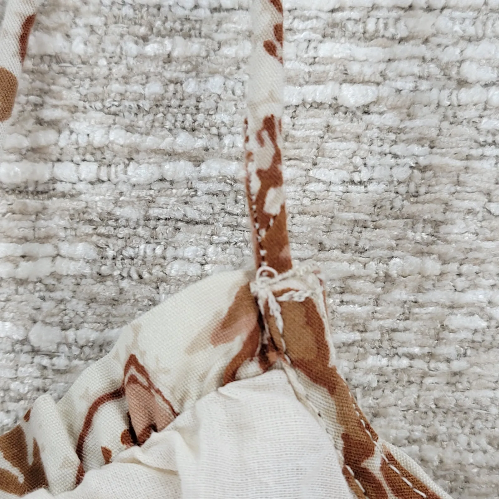 Abercrombie & Fitch Babydoll Cami Top Womens M White Brown Floral Tiered Tunic - Image 15