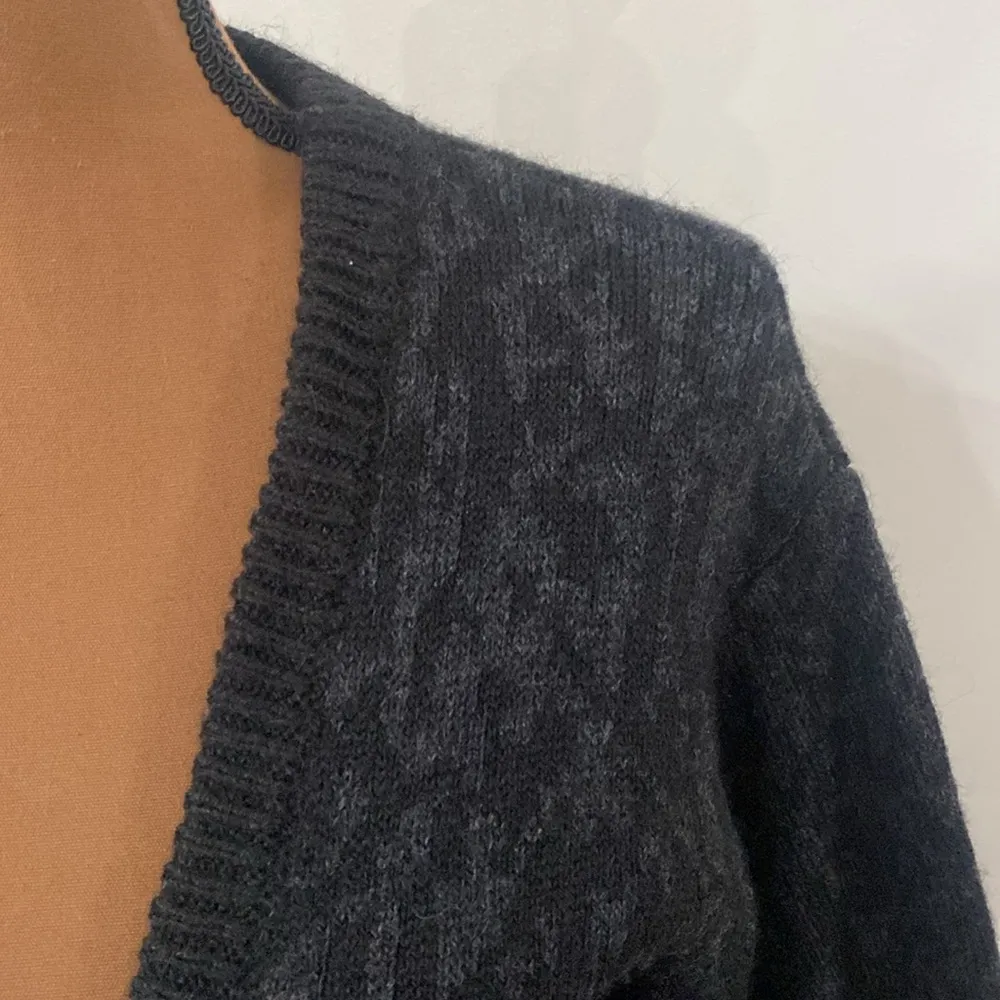 IRO Jasek leopard print longline alpaca wool blend cardigan charcoal black sz XS - Image 8