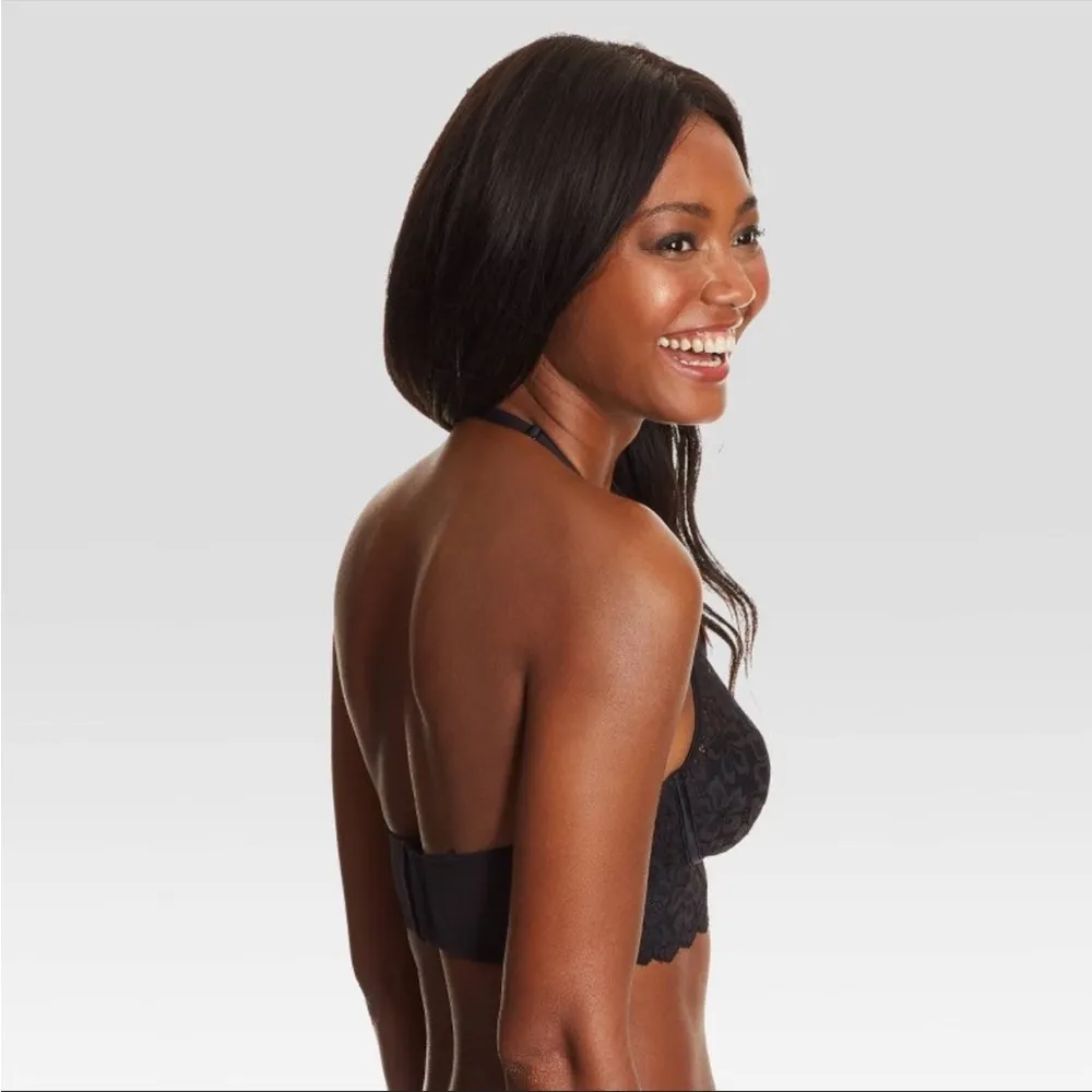 Lightly Lined Longline Convertible Lace Bralette — Black — 36C - Image 8