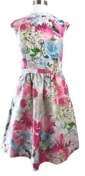 CYNTHIA STEFFE Floral Print Dress Jacquard Pink Peony Cocktail Fit & Flare 6 NWT - Image 2