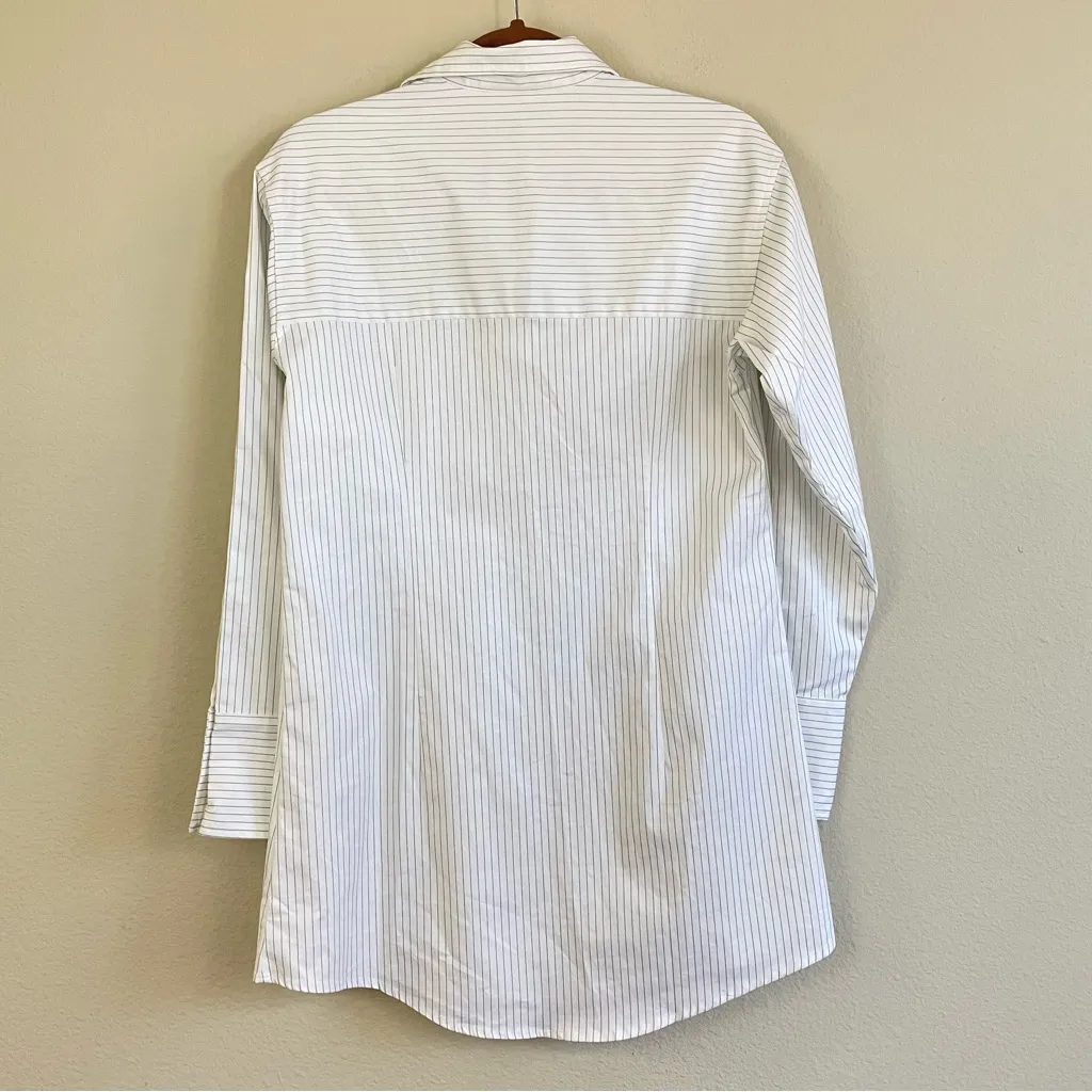 STEELE White Pinstripe Long Sleeve Button Down Tunic Top Corpcore Size XS - Image 4
