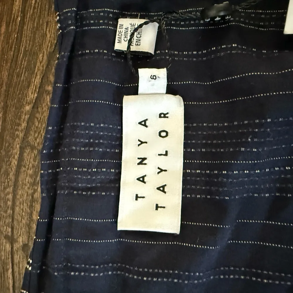 Tanya Taylor Sabra One-Shoulder Striped Ruched Mini Dress Navy Size 6 NWT - Image 8