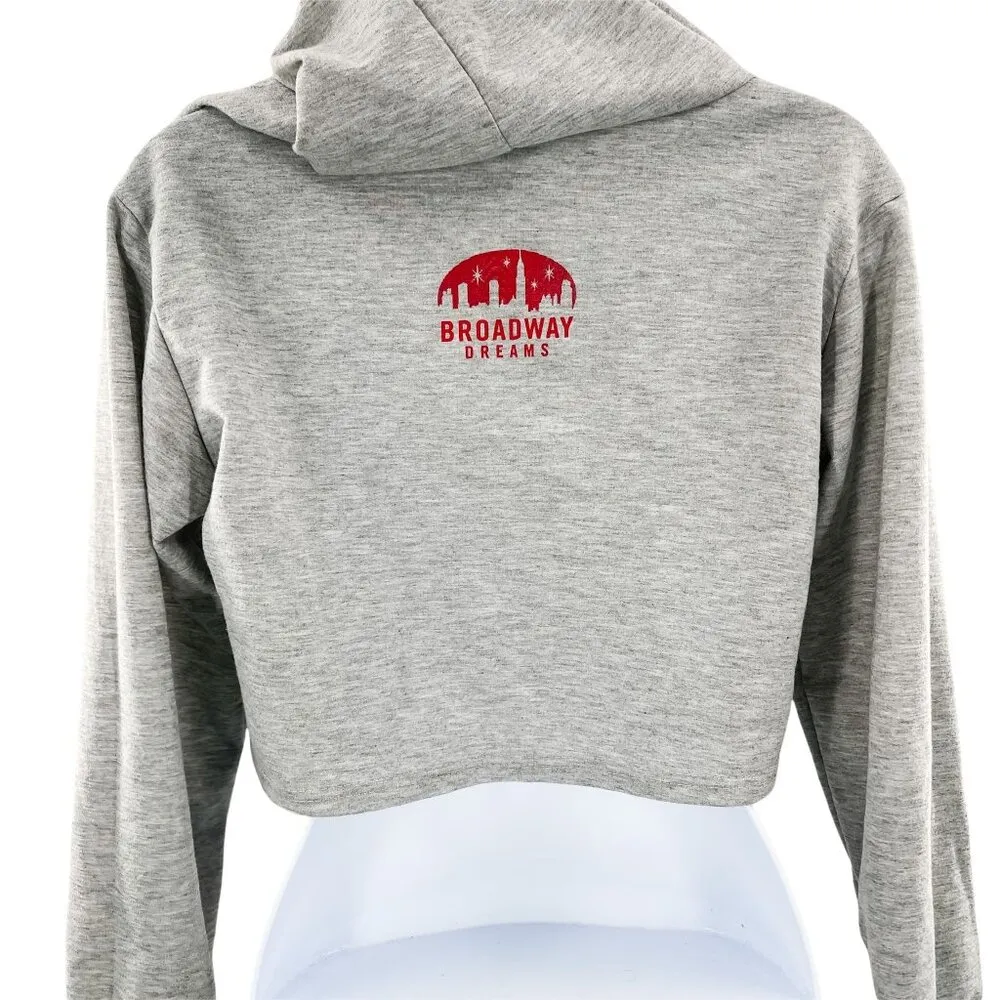 Broadway Dreams Dreamer Logo Cropped Fleece Hoodie Sweatshirt Top Theatre Dance Gray Size M - Image 3