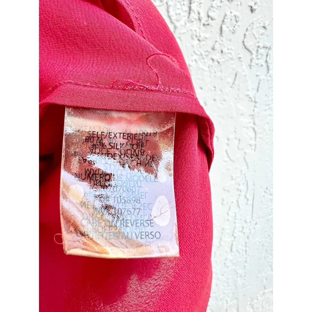 Alice +Olivia Puff Sleeve Silk Drape Cowl Neck Top Blouse Burgundy Women's Large - Image 4