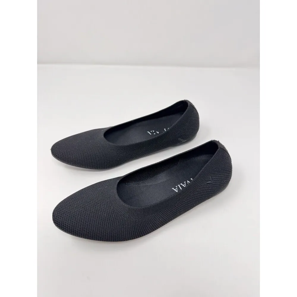 VIVAIA Womens Ballet Flats Black Tamia Round Toe Slip On Sandals Casual 38 US 7 - Image 3