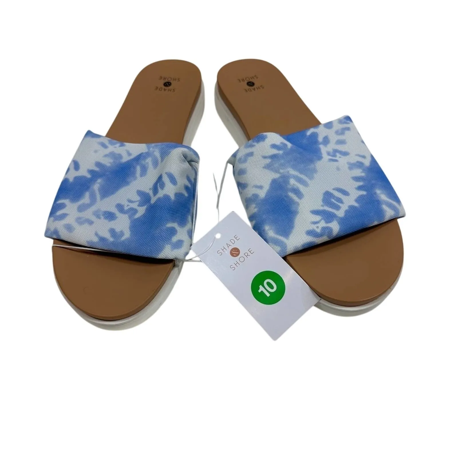 NWT Shade and Shore Kassidy Platform Slides Womens 10 Blue Tie Dye Coastal Beach - Image 3