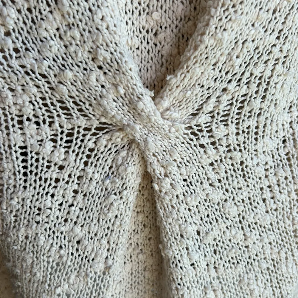 Anthropologie Yellow Bird V-Neck Mesh Knit Cream Sweater Size Small - Image 10