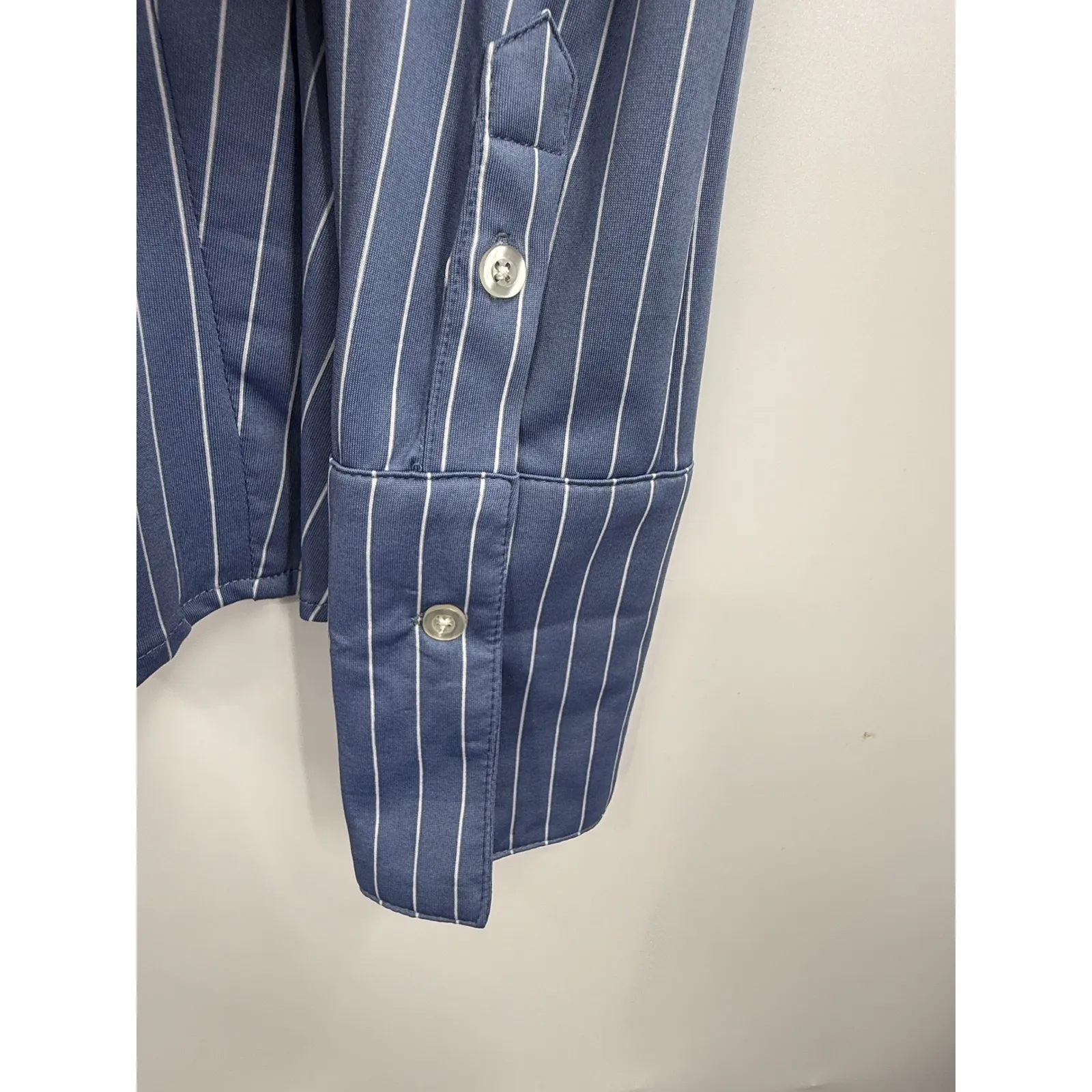 Danielle Bernstein by WeWoreWhat Blue Striped Button Up Shirt Long Sleeve Size L - Image 7