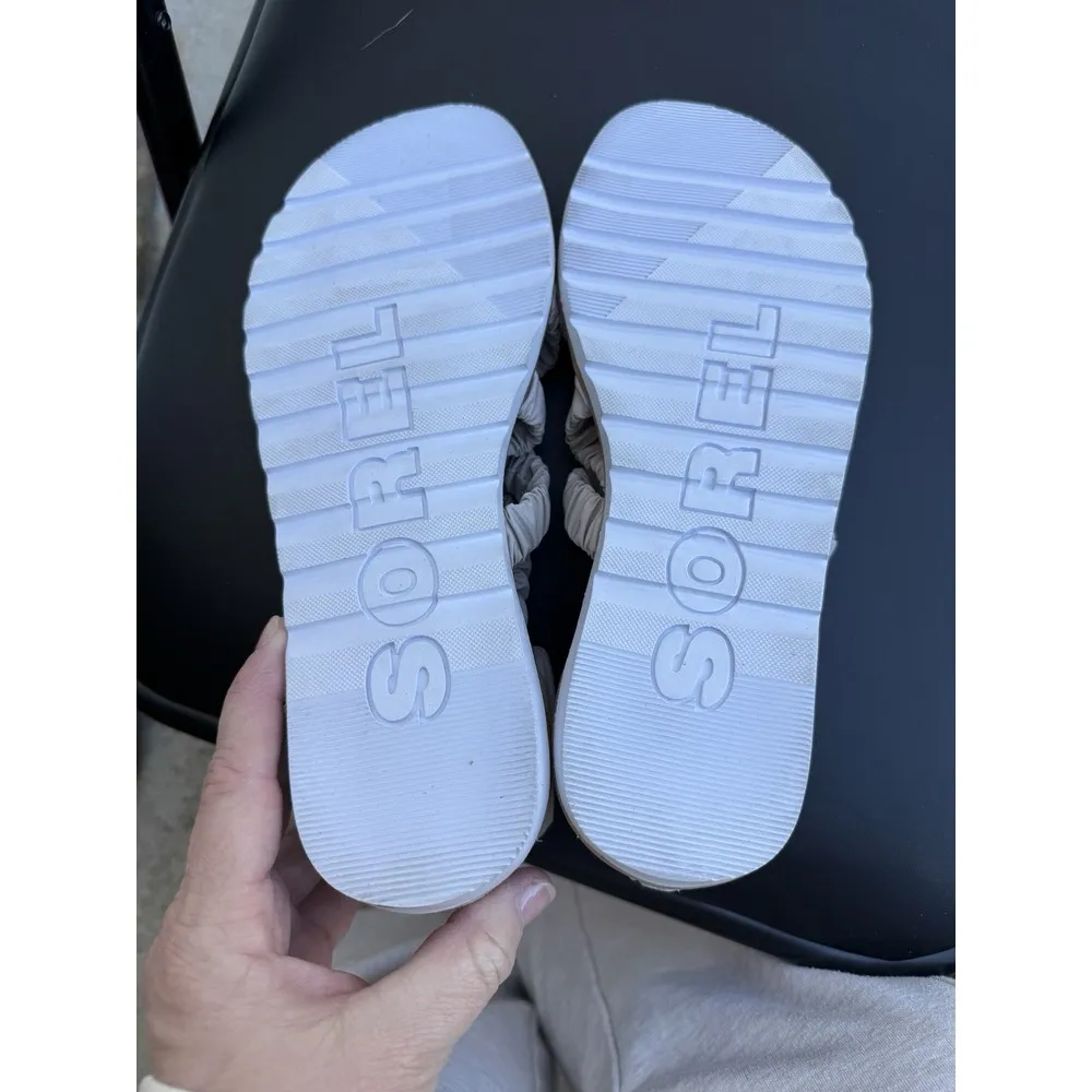 Sorel Ella II Ankle‎ Strap Sandals Women's Size 7 Ruched Taupe Gray - Image 8