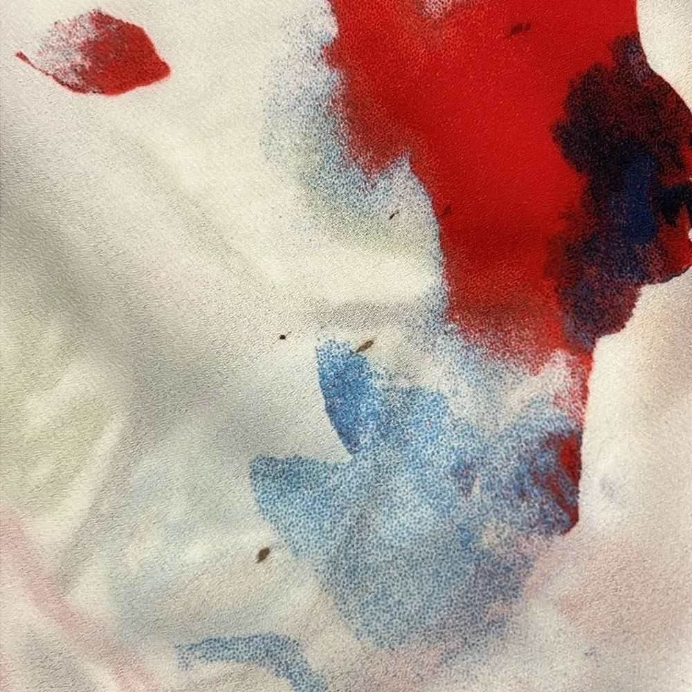 PEACH LOVE California medium dress spaghetti strap red white blue floral flaws - Image 9