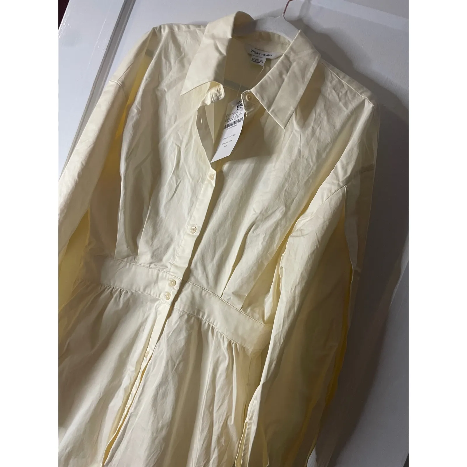 Urban Revivo Ivory Shirt Dress Long Sleeve Midi Casual Women's large buttondown - Image 3
