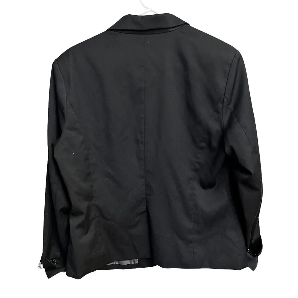 Merona  Black Button Up Blazer Striped Cuffs Size 14 - Image 6