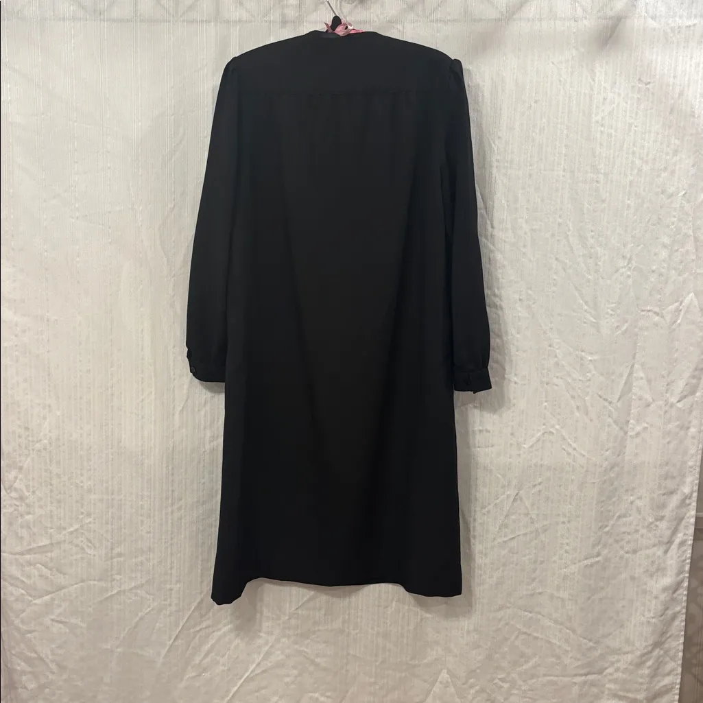 Vintage 1960s Handmade Shift Dress with Matching Belt Black Size L - Image 4