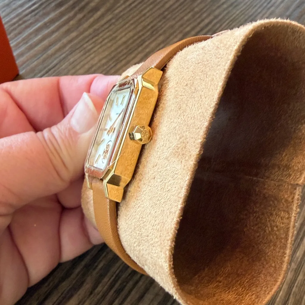 Tory Burch Robinson Luggage Leather Roller Bar Strap Watch NWT - Image 5