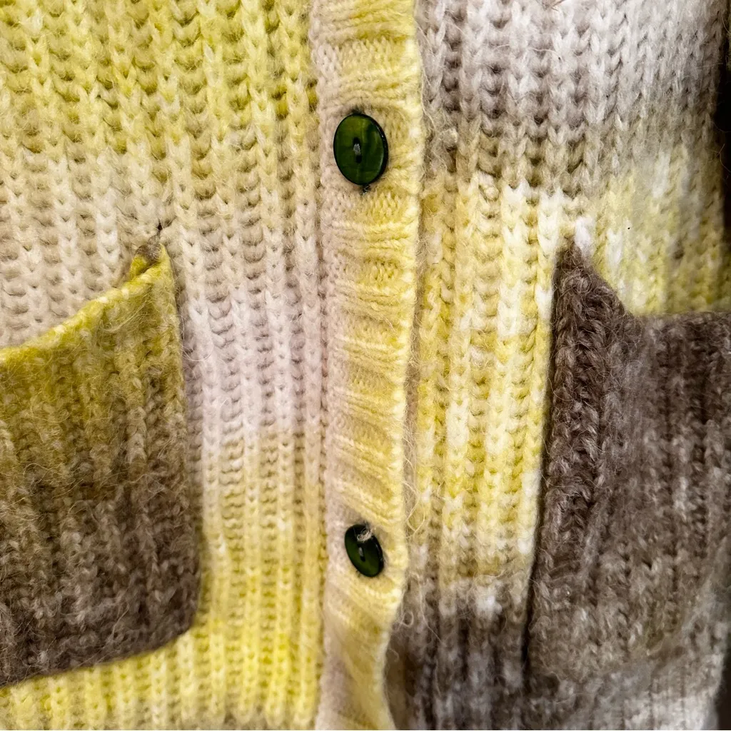 For Love & Lemons Celeste Chunky Knit Cardigan Womens Medium Yellow Ombre‎ - Image 8