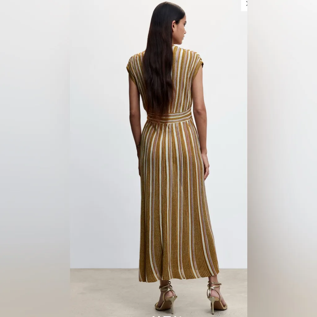 Mango Elegant Gold and Cream Maxi Dress - Image 2