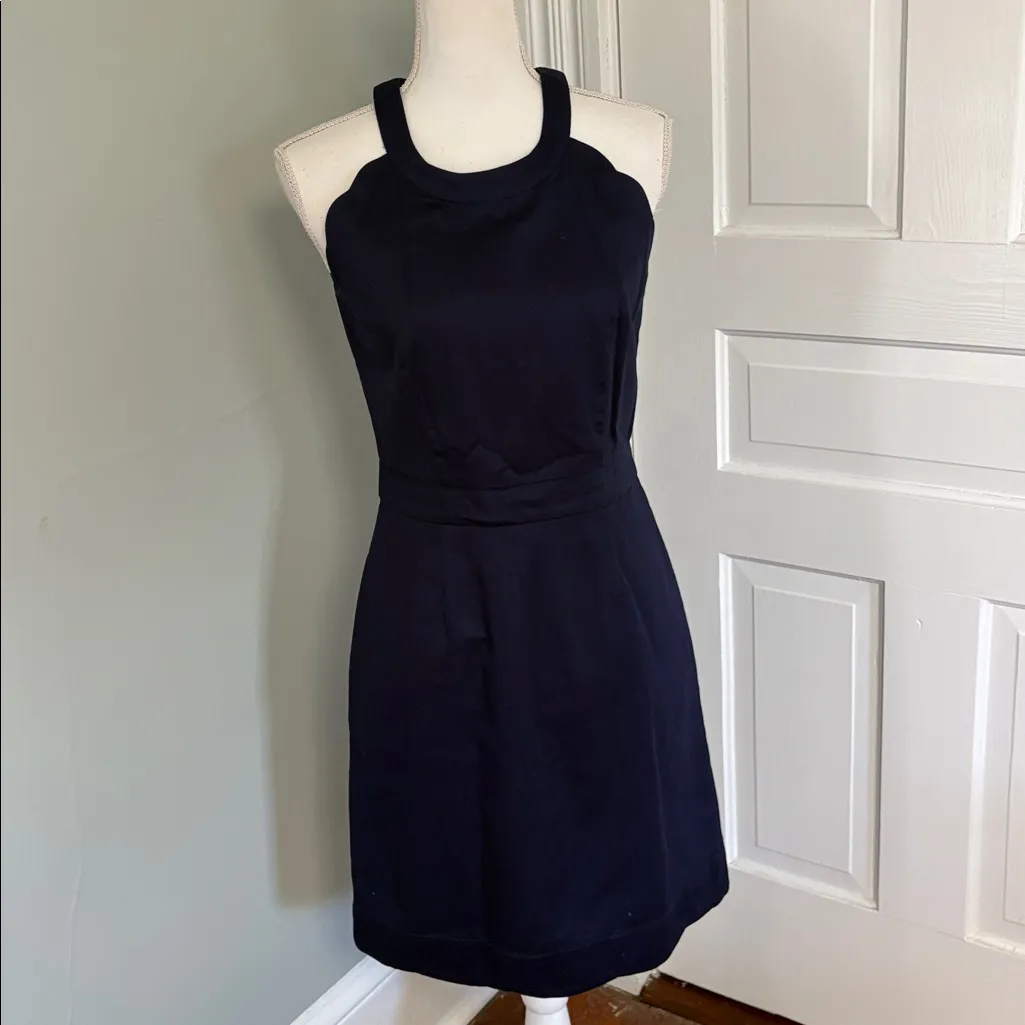 NWT Lauren James Landry Solid Navy 100% Cotton Dress Medium - Image 3