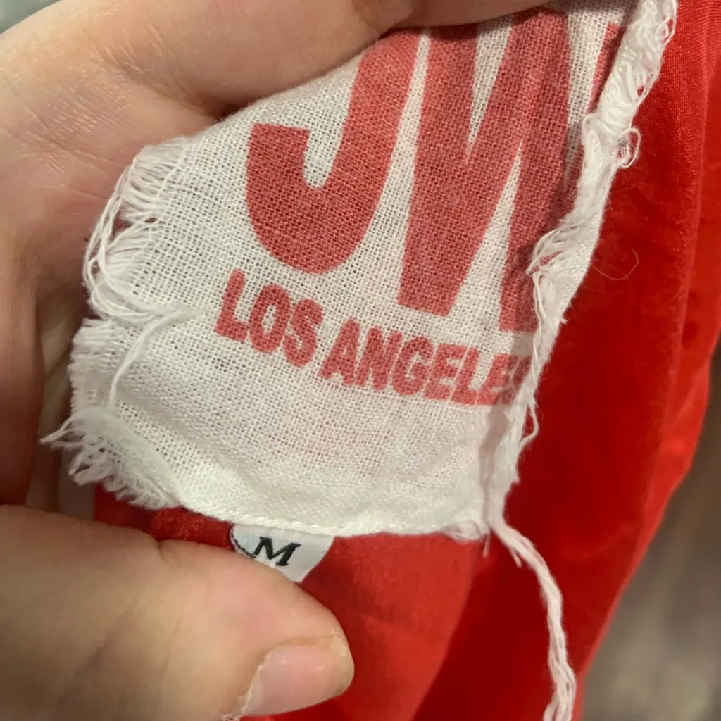 JW Los Angeles Red Floral silk boho red patterned scarf midi skirt M casual fall Size M - Image 10