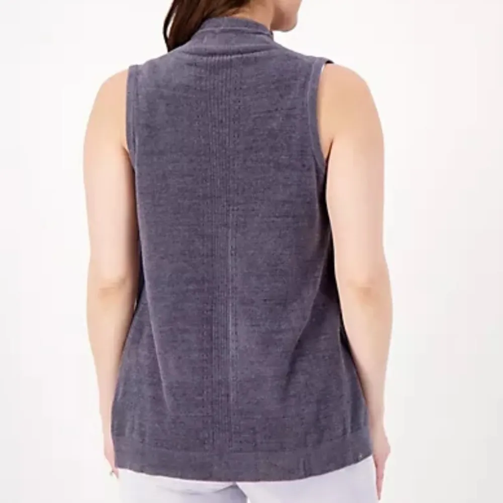 Barefoot Dreams CozyChic Ultra Lite Shawl Pointelle Vest in Sand - Image 2