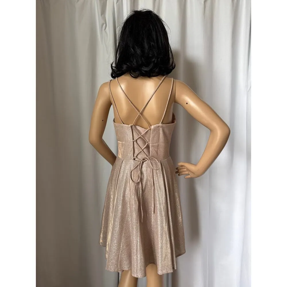Chic Boutique NY gold glittery cocktail homecoming short dress corset medium - Image 14