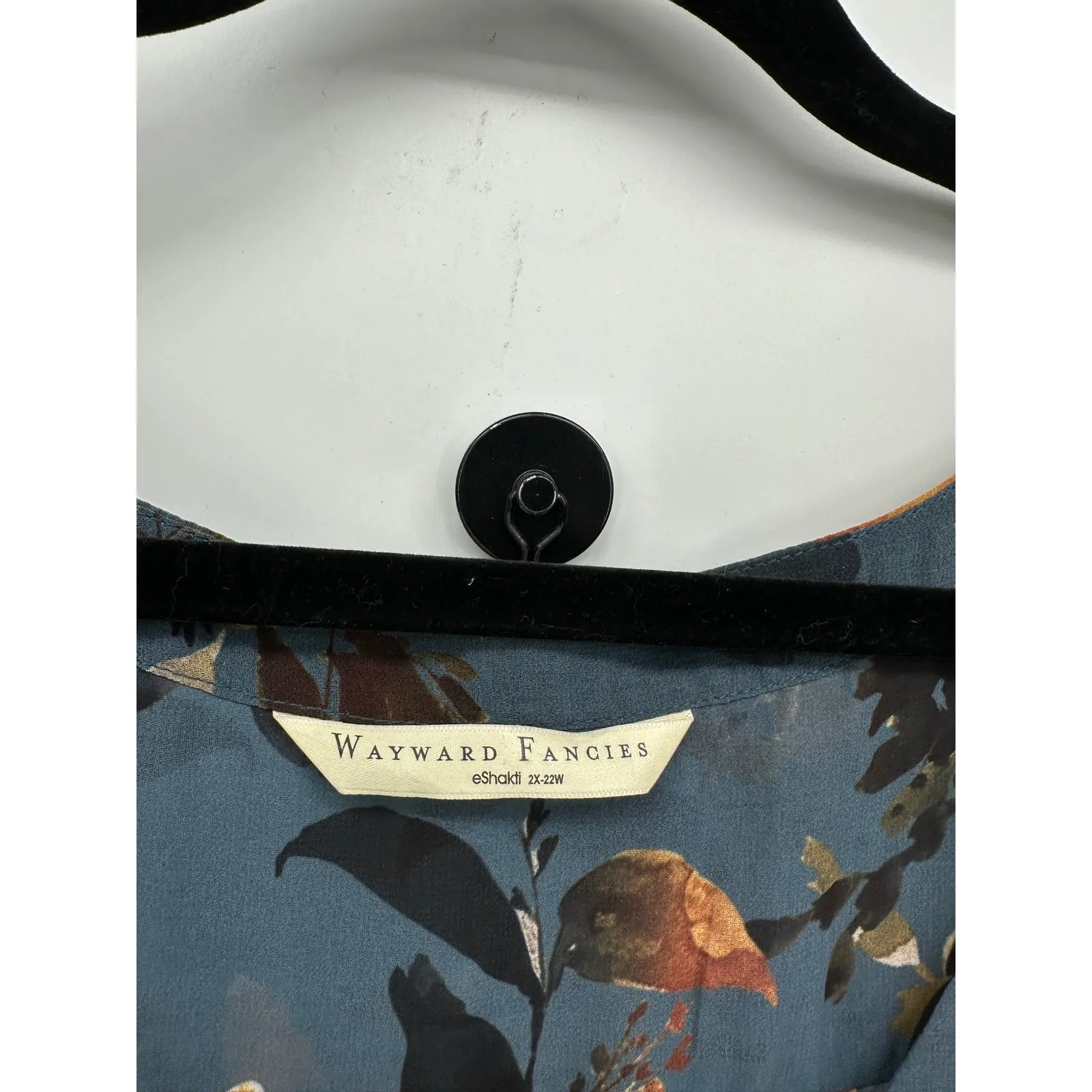 Wayward Fancies Pintuck Pleat Floral Print Georgette Shirtdress Women 2X‎ Sheer Blue - Image 8