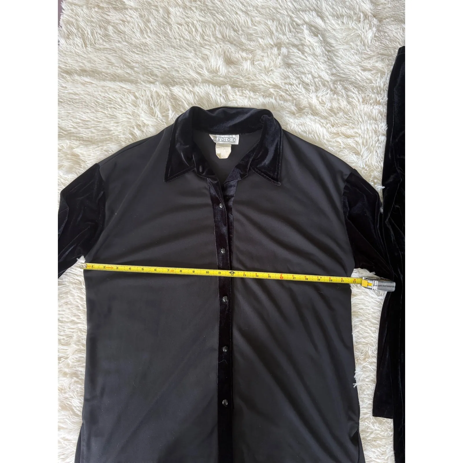 Studio C Giorgio‎ Fiorlini Black Velvet Trim Pant Set Women's Medium - Image 4