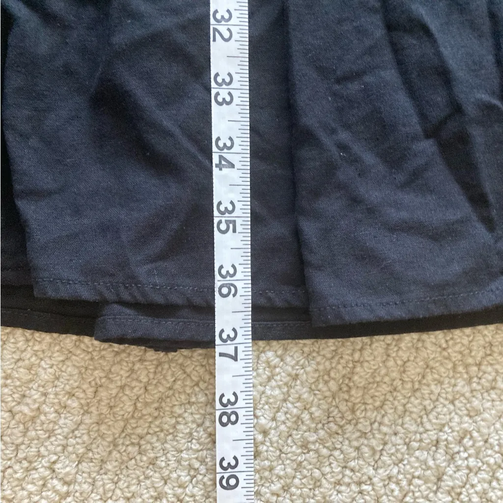 Commense Linen Pleated Maxi Skirt Black Size Small Lined Full A Line Like New - Image 5