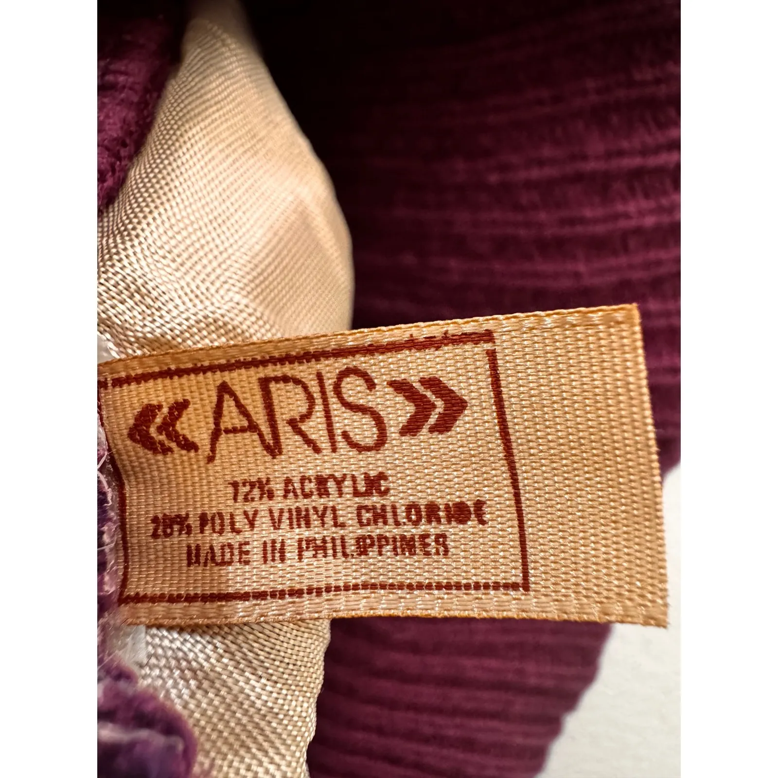 VTG ARIS‎ Cable Knit bucket Hat Burgundy Lined Cottagecore BoHO Ribbed Fisherman Red - Image 5