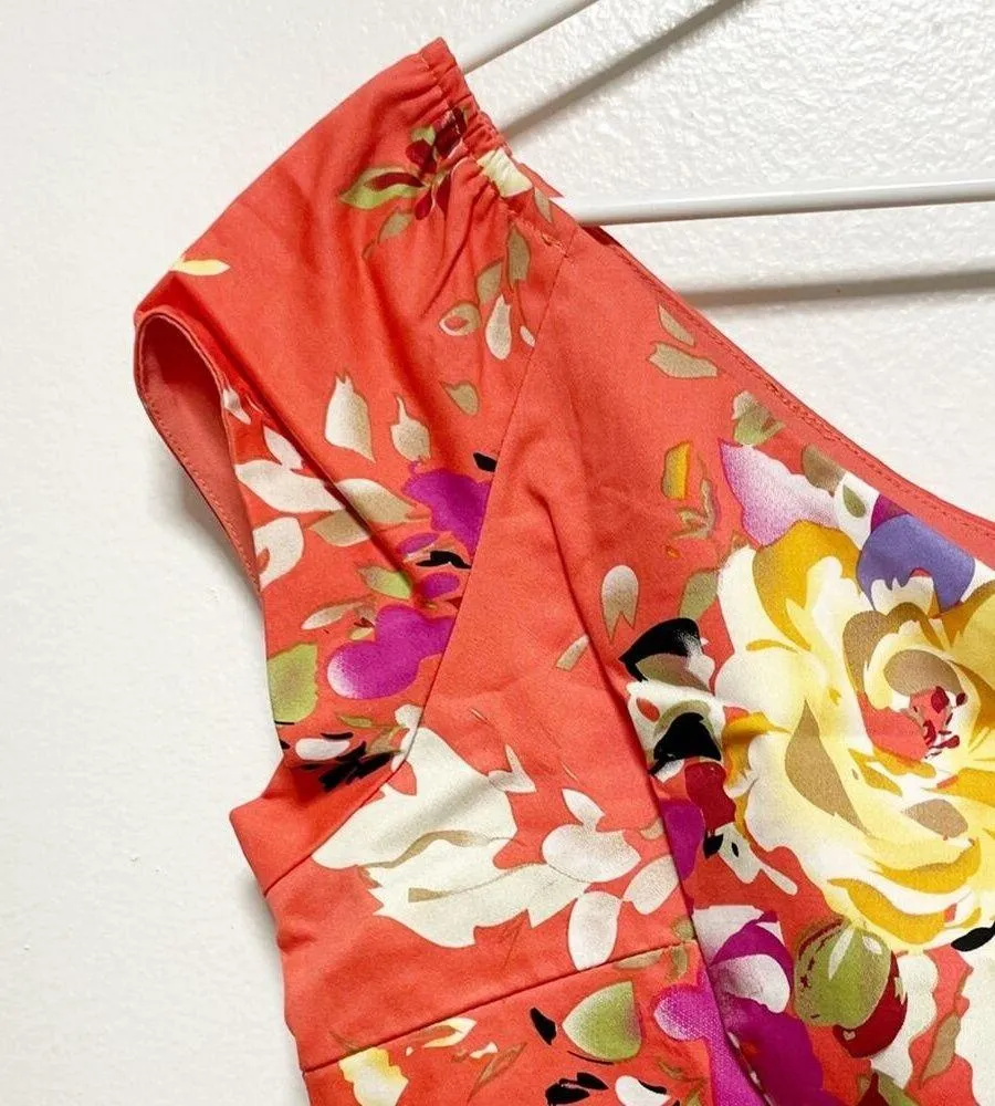 New! The Pretty Dress Company Coral Floral Hourglass Seville Swing Dress Orange Size 16 - Image 6