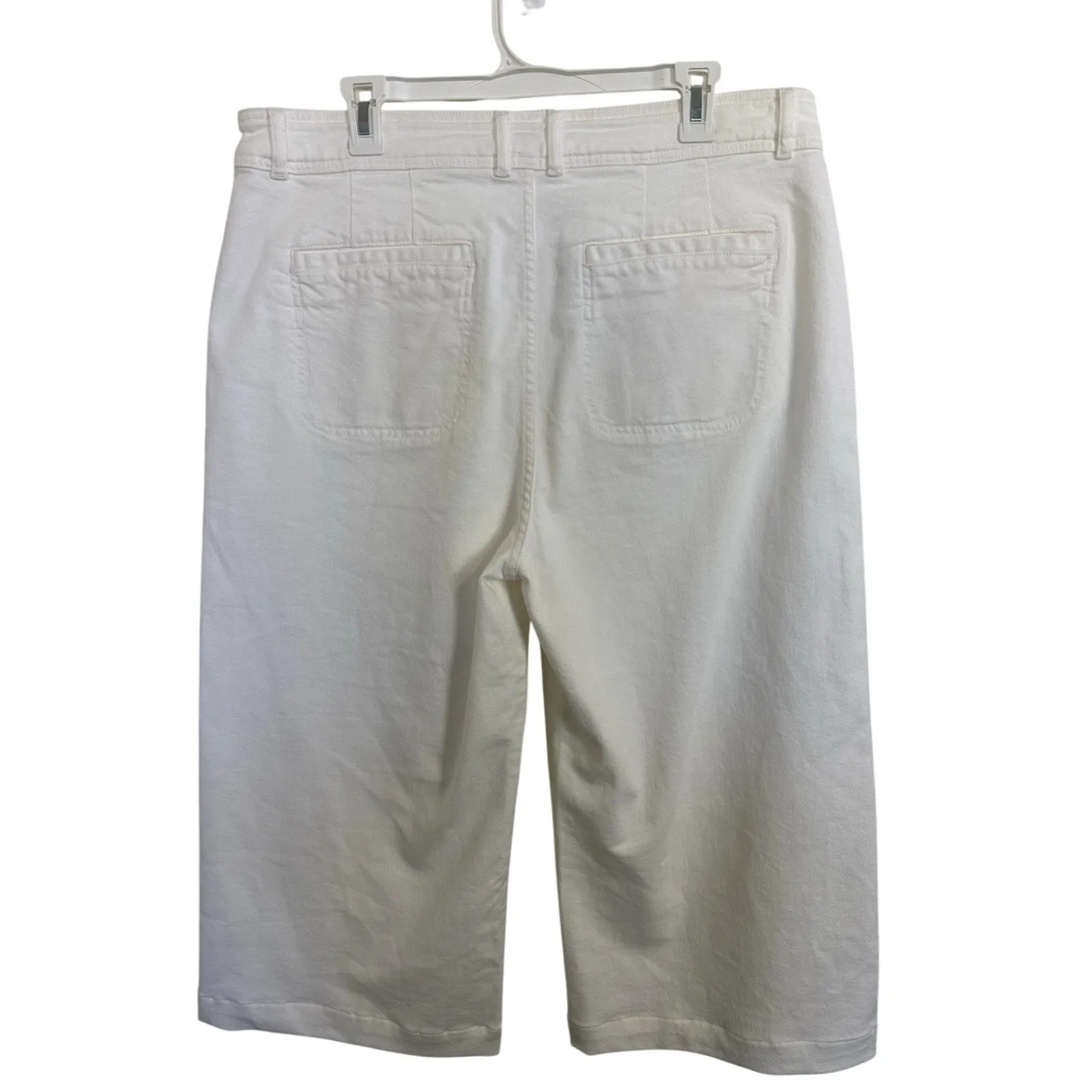 NWT Wrap London White Cropped Wide Leg Trousers Size 14 Organic Cotton - Image 3