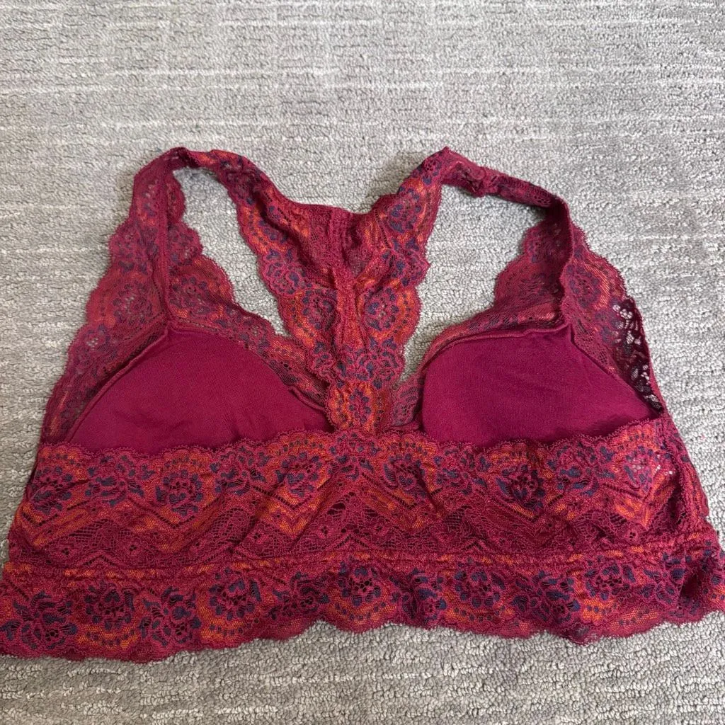 Gilligan & O’ Malley Red Orange Lace Racerback Bralette XL - Image 2