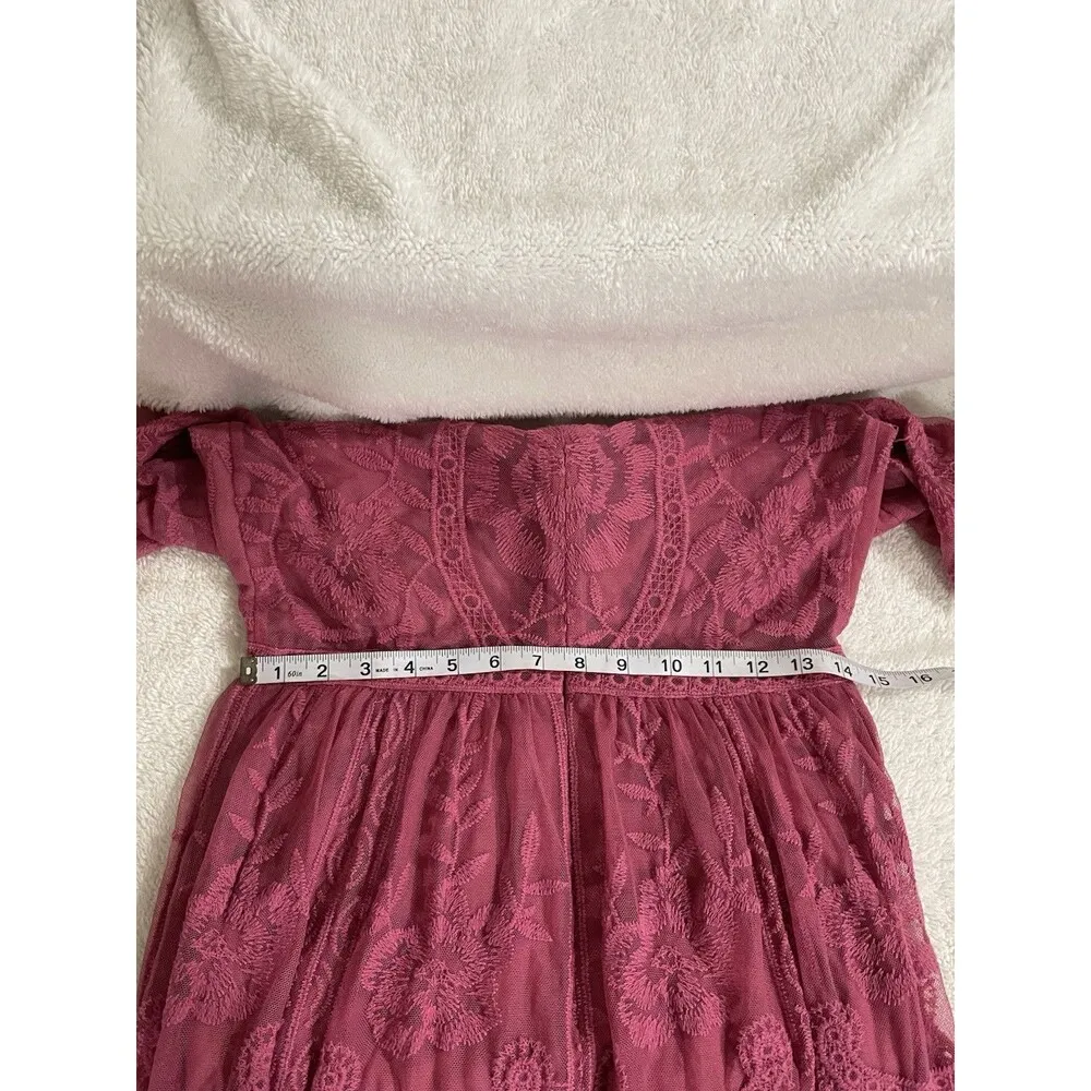 Women's Honey Punch Red Embroidered Floral Lace Overlay Vacation Romper Dress - Image 9