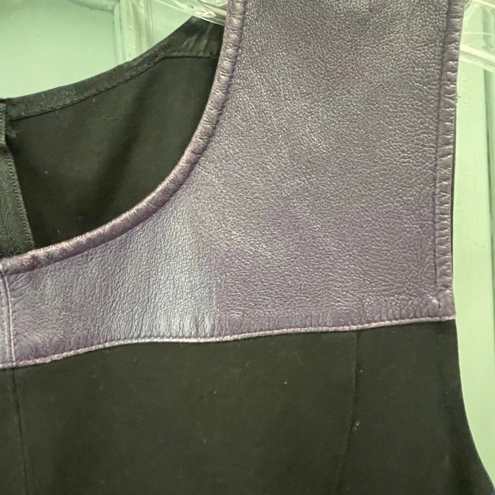 Ali Ro Bodycon Dress Size 10 Black Dress Purple Leather Accent - Image 5
