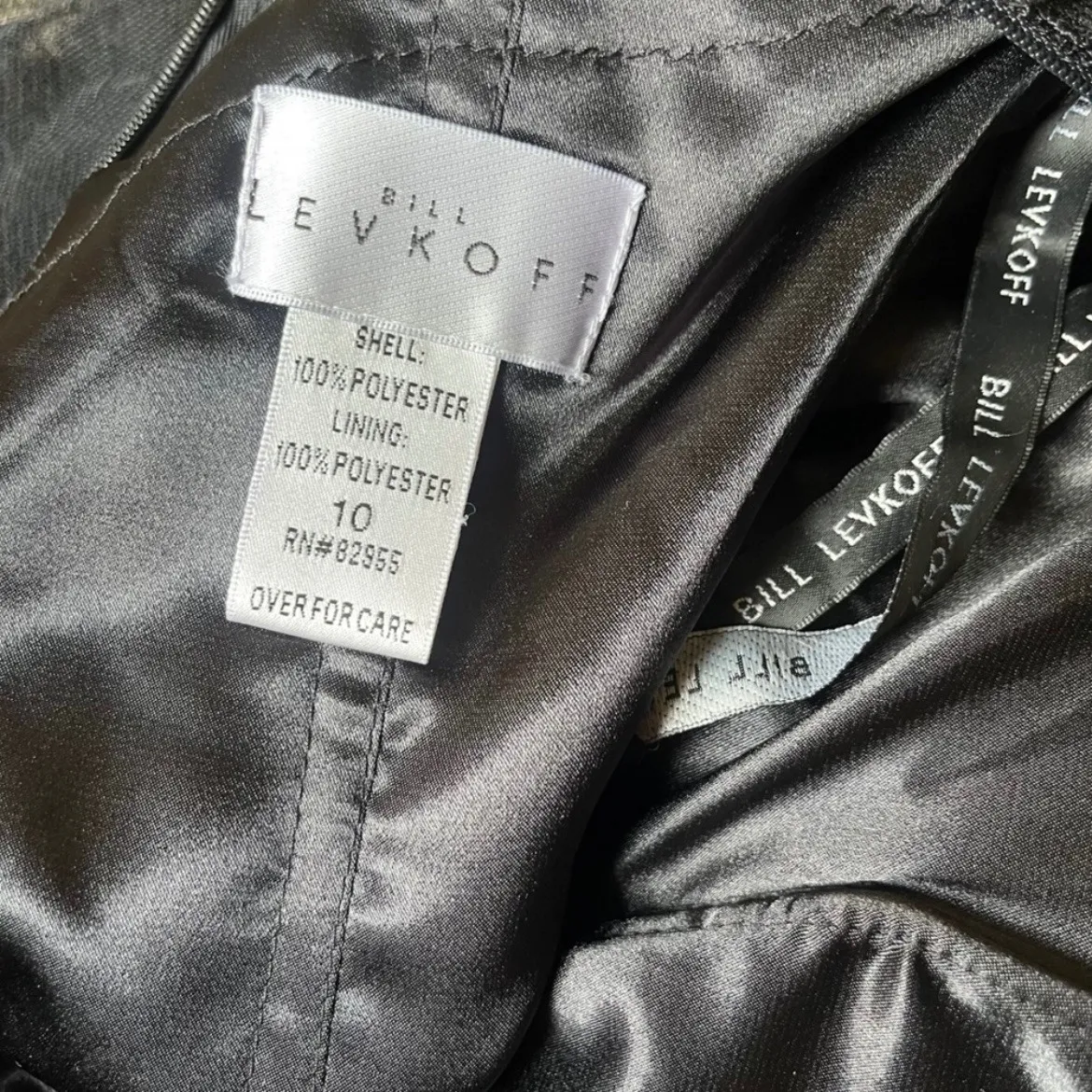 Bill‎ Levkoff Black Lace Illusion Bodice Tulle Maxi Gown Size 10 - Image 7