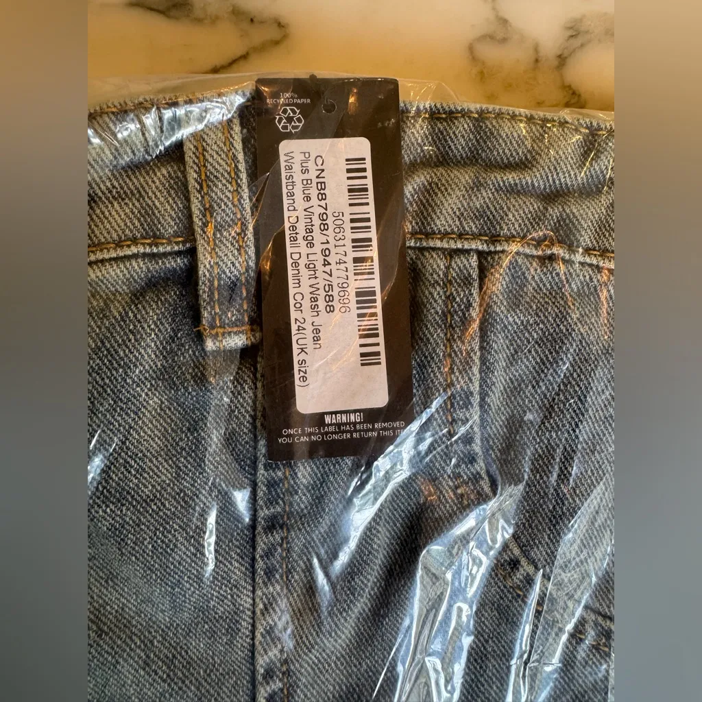 NWT PLUS BLUE VINTAGE STYLE LIGHT WASH JEAN WAISTBAND DETAIL DENIM CORSET SZ 20 - Image 5
