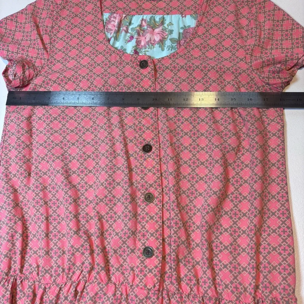 Matilda Jane Pink and Blue Geometric Romper Size Medium - Image 9