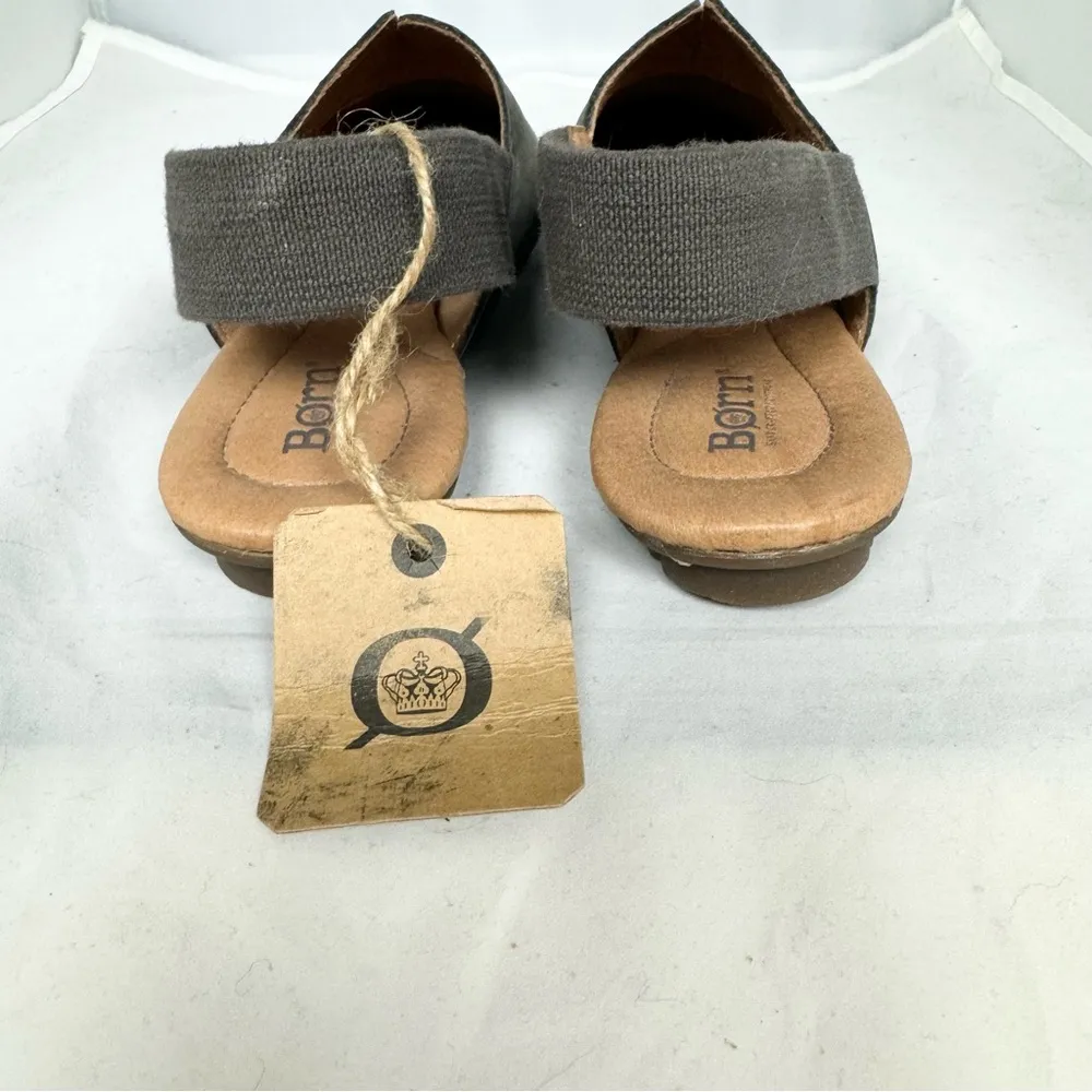 BORN Sebra Sling Bowe Nubuck Leather Mules Loafers Sandals Womens Gray Sz 6 NIB - Image 4