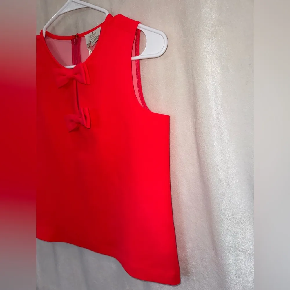 NEW‎ KATE SPADE NEW YORK SLEEVELESS LIVE COLORFULLY NEON CORAL BOW TOP-SIZE 0 - Image 2