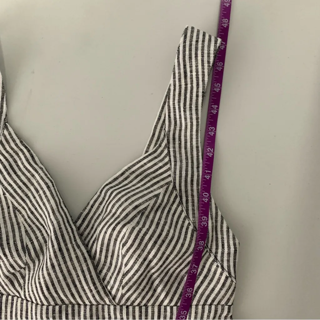 Reformation 2 NEW Allira Linen Dress Vineyard Stripe Slit Cut Surplice Neck - Image 11