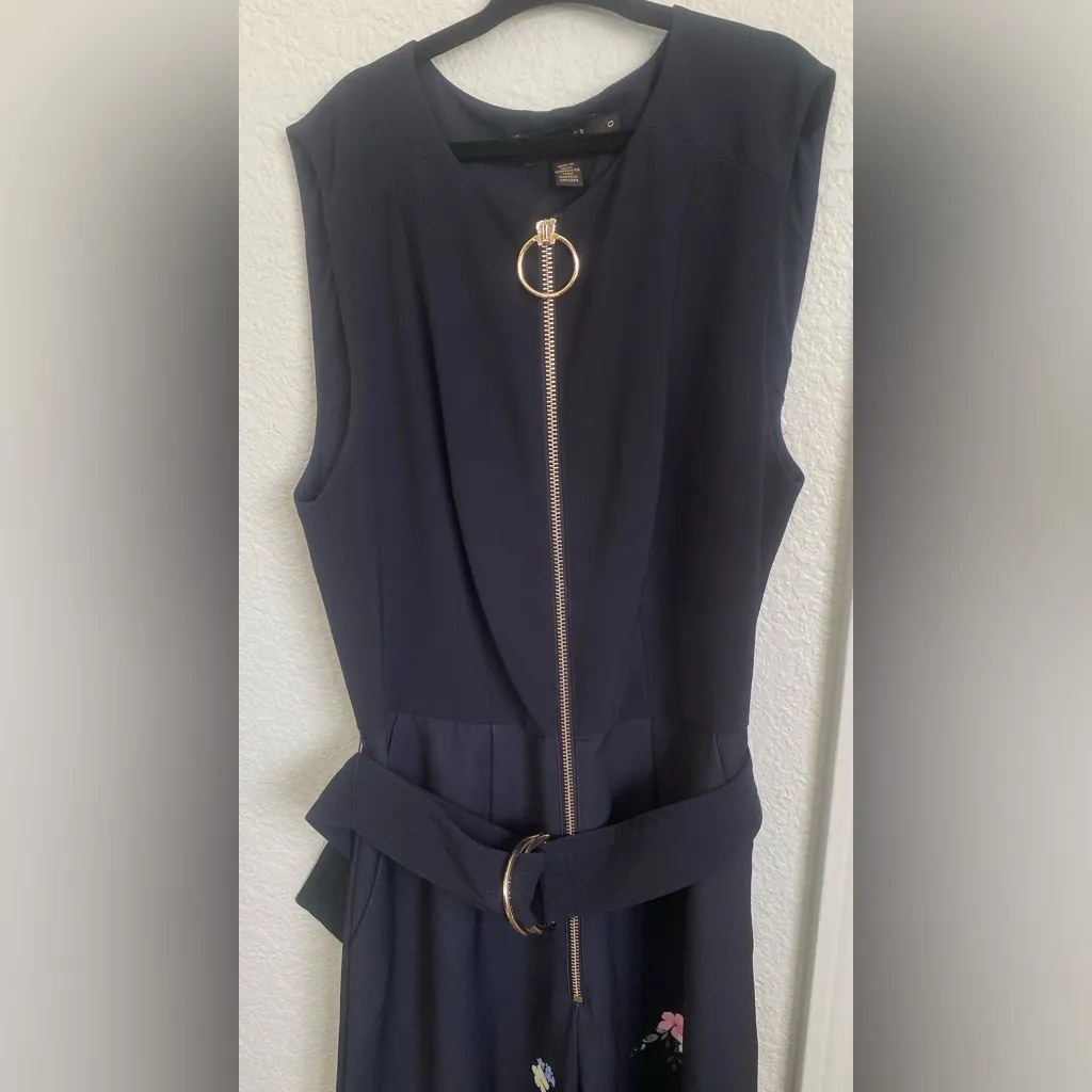 Ted Baker Cosetee Pergola Zip Front Jumpsuit Size 0 Women, Black Floral Cropped - Image 15